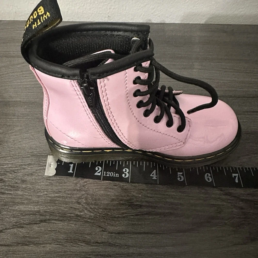 Dr. Martens Kids 1460 Toddler Size 9 Pink Patent Combat Boots Side Zip